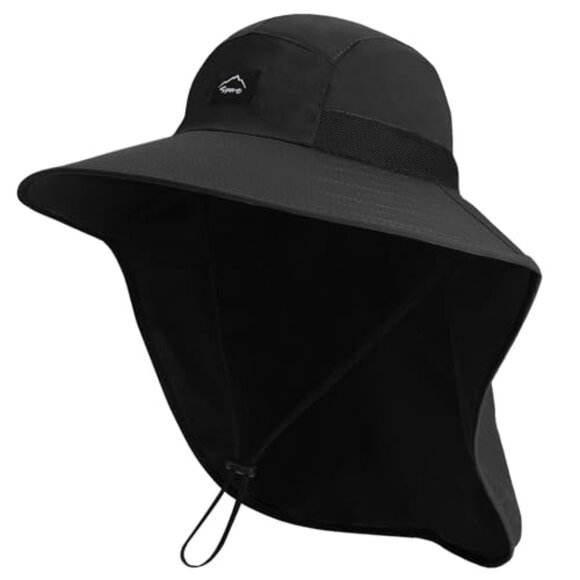 Unisex Safari Sun Hat UPF50+ Wide Brim Mesh Fishing Cap Adjustable Neck Flap main image 5